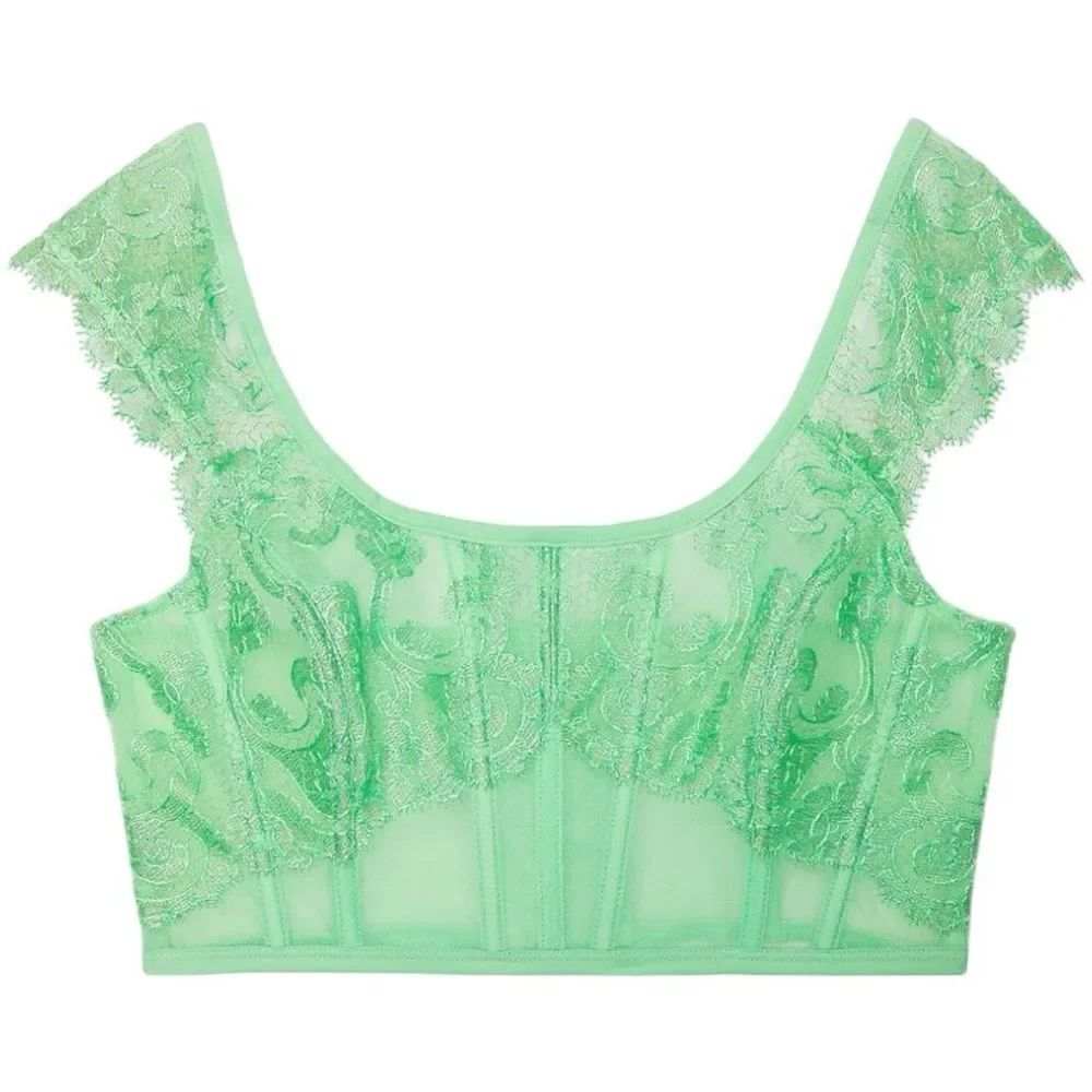 Victoria’s Secret Boho Floral Embroidered Cap Sleeve Corset Women's Bra/Top